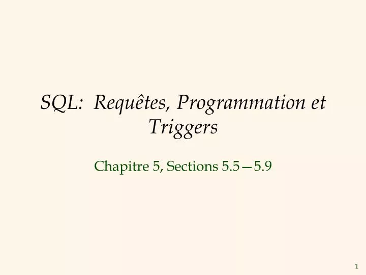 sql requ tes programmation et triggers