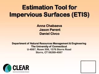 Estimation Tool for Impervious Surfaces (ETIS)