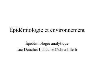 pid miologie et environnement