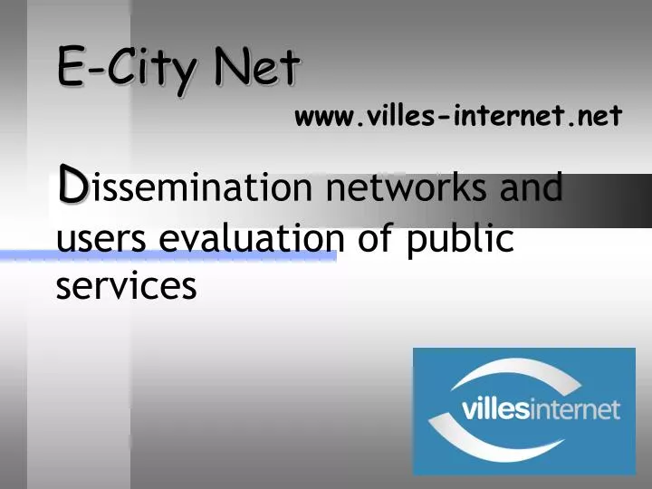 e city net d issemination networks and users evaluation of public services