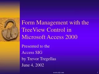 Form Management with the TreeView Control in Microsoft Access 2000