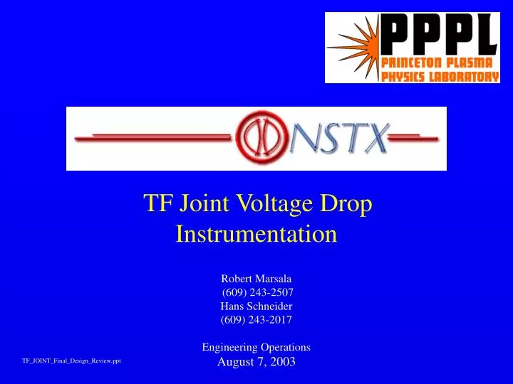 tf joint voltage drop instrumentation