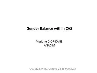 Gender Balance within CAS