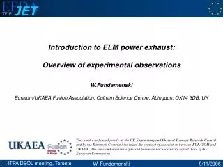 Introduction to ELM power exhaust: Overview of experimental observations