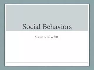 Social Behaviors