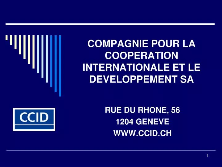 compagnie pour la cooperation internationale et le developpement sa