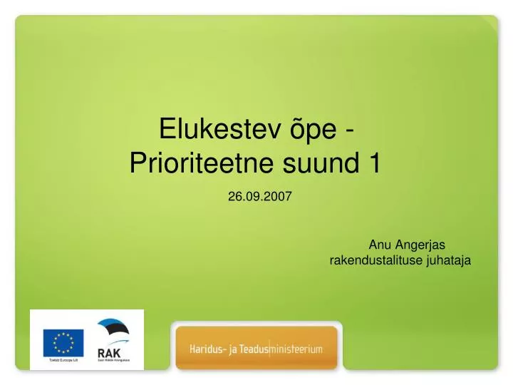 elukestev pe prioriteetne suund 1