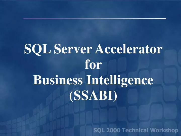 sql server accelerator for business intelligence ssabi