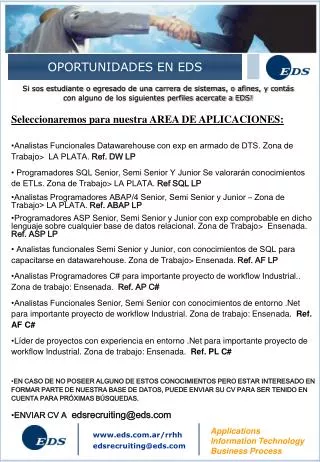 Seleccionaremos para nuestra AREA DE APLICACIONES: