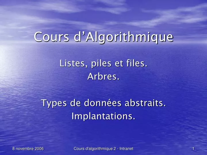 cours d algorithmique