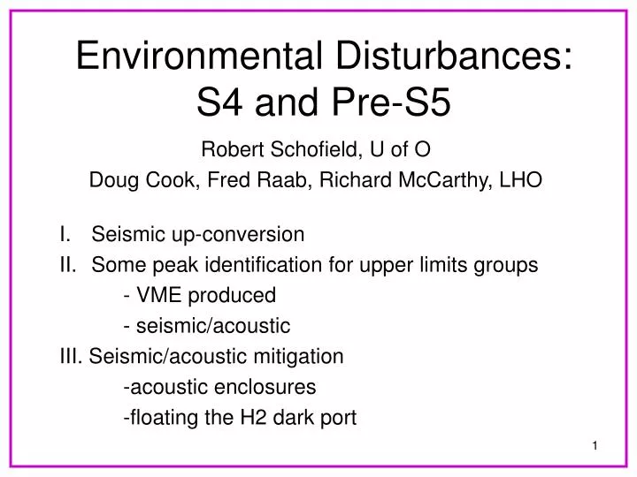 environmental disturbances s4 and pre s5
