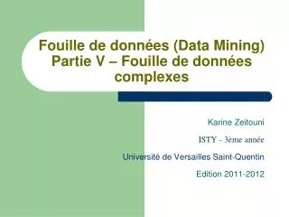 fouille de donn es data mining partie v fouille de donn es complexes