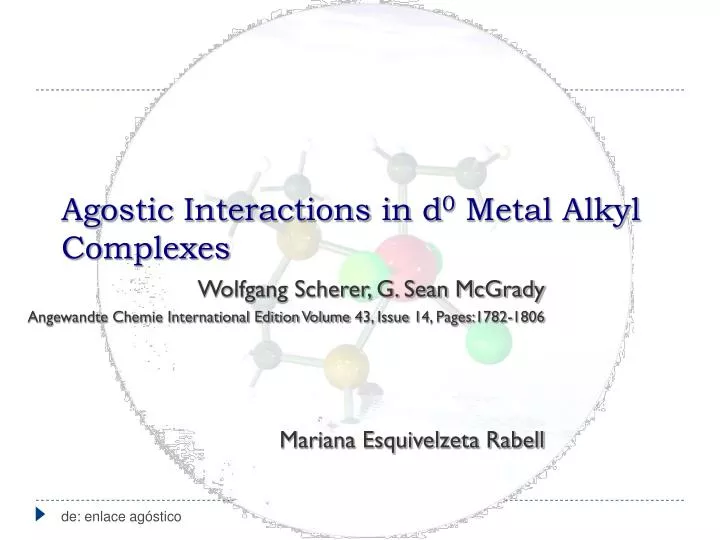 agostic interactions in d 0 metal alkyl complexes