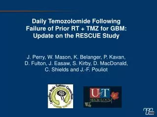 Daily Temozolomide Following Failure of Prior RT + TMZ for GBM: Update on the RESCUE Study