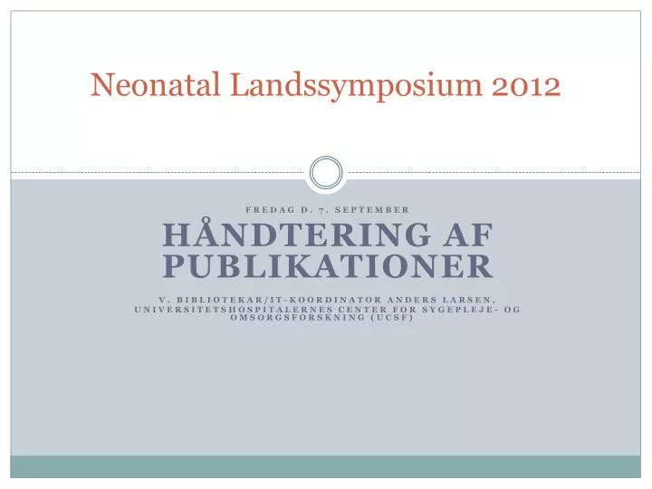 neonatal landssymposium 2012