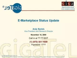 E-Marketplace Status Update