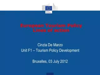 European Tourism Policy Lines of action