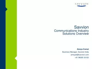Savvion Communications Industry Solutions Overview