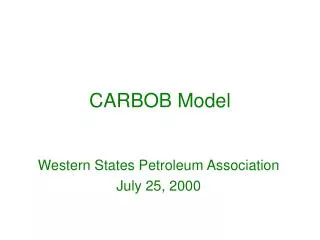 CARBOB Model