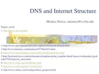 DNS and Internet Structure