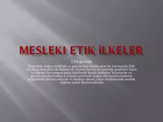mesleki etik lkeler