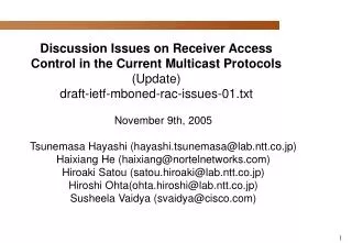 November 9th, 2005 Tsunemasa Hayashi (hayashi.tsunemasa@lab.ntt.co.jp)