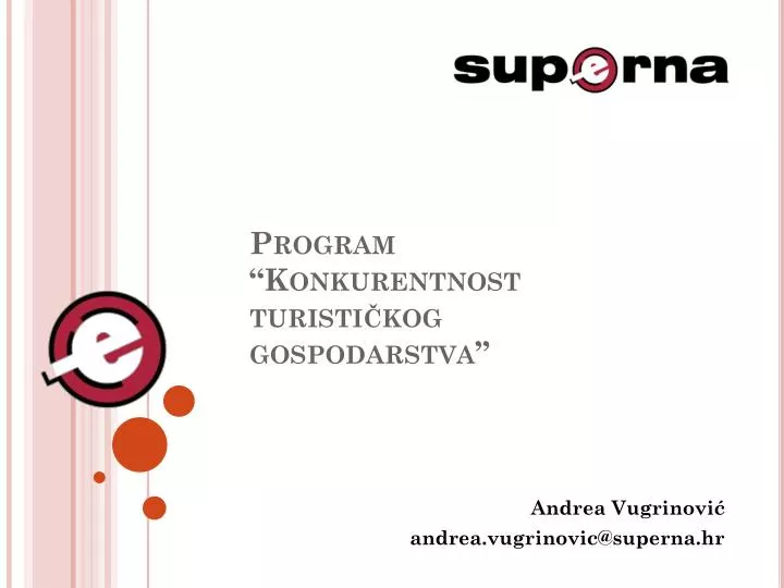 program konkurentnost turisti kog gospodarstva