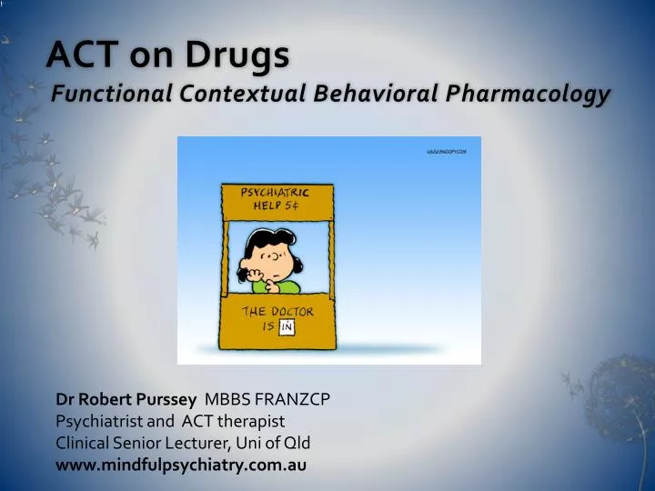act on drugs functional contextual behavioral pharmacology