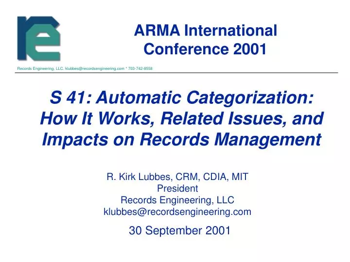 s 41 automatic categorization how it works related issues and impacts on records management