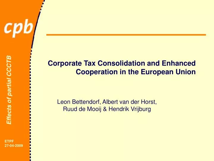 corporate tax consolidation and enhanced cooperation in the european union