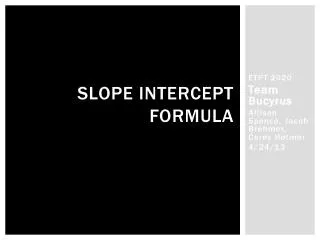 Slope Intercept Formula
