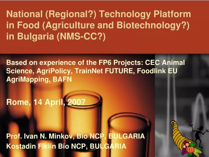 national regional technology platform in food agriculture and biotechnology in bulgaria nms cc