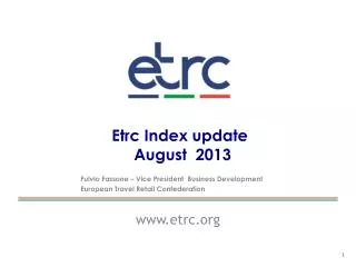Etrc Index update 		 August 2013