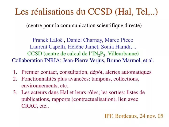 les r alisations du ccsd hal tel