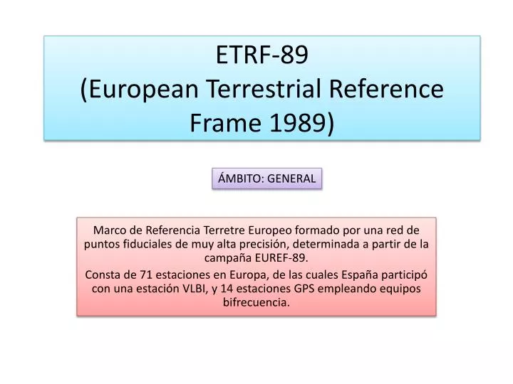 etrf 89 european terrestrial reference frame 1989