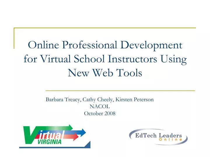 online professional development for virtual school instructors using new web tools