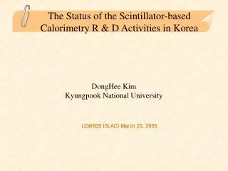 The Status of the Scintillator-based Calorimetry R &amp; D Activities in Korea