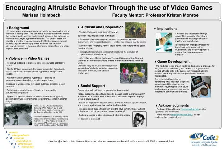 encouraging altruistic behavior through the use of video games