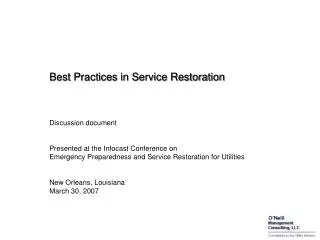 Best Practices in Service Restoration