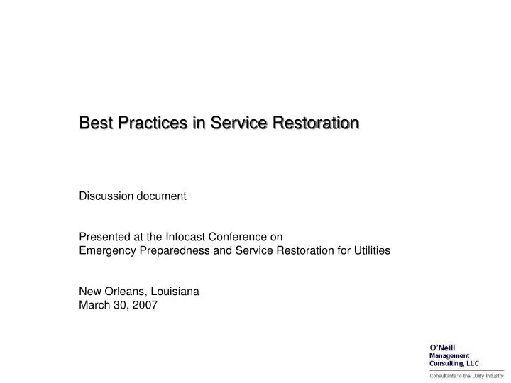 best practices in service restoration