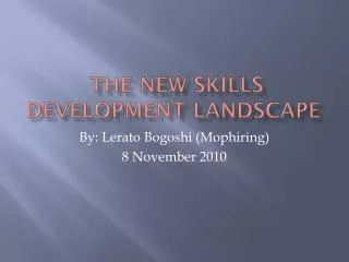 the New Skills Development Landscape