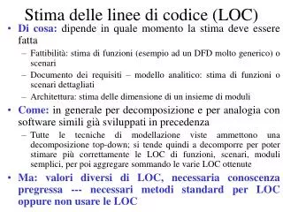 stima delle linee di codice loc