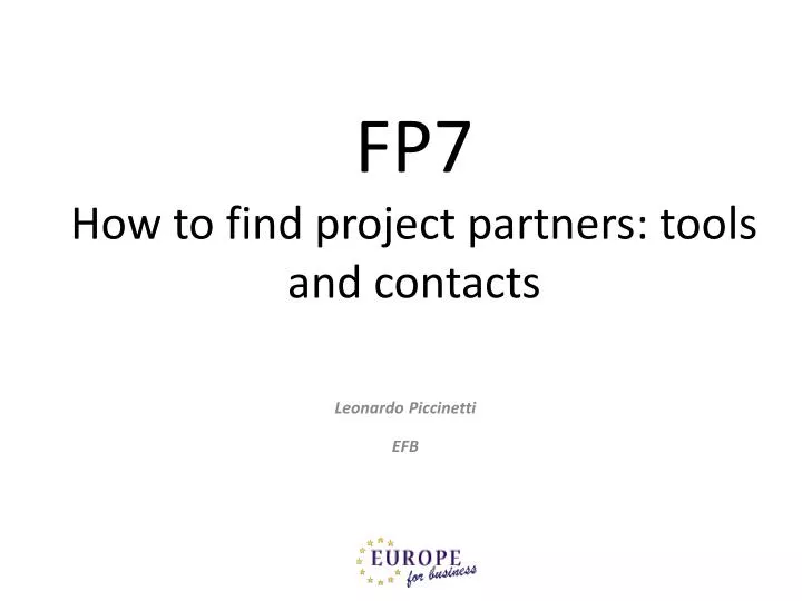 fp7 how to find project partners tools and contacts