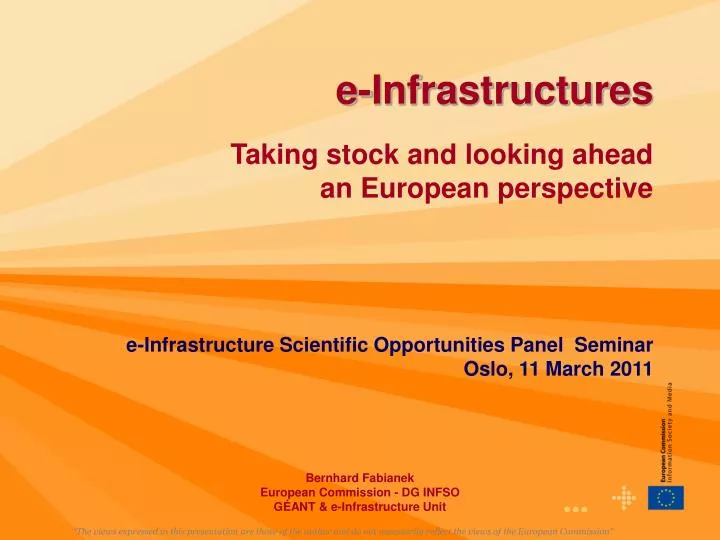 e infrastructures taking stock and looking ahead an european perspective