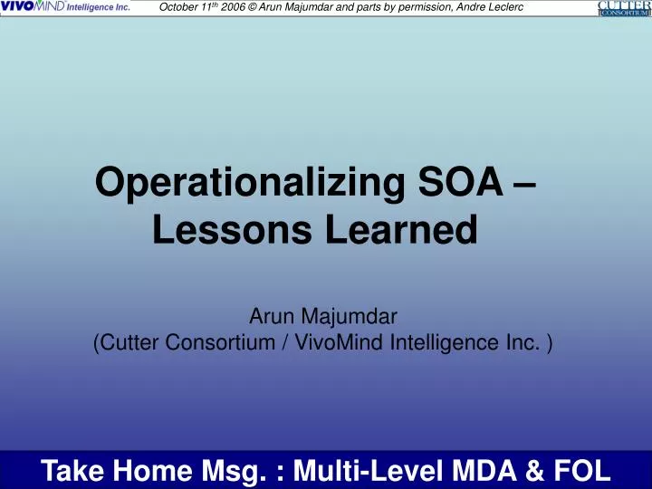 operationalizing soa lessons learned