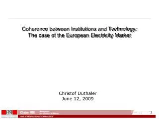 Coherence between Institutions and Technology: The case of the European Electricity Market