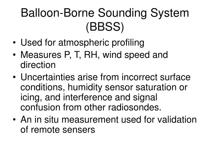 balloon borne sounding system bbss