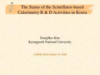 The Status of the Scintillator-based Calorimetry R &amp; D Activities in Korea