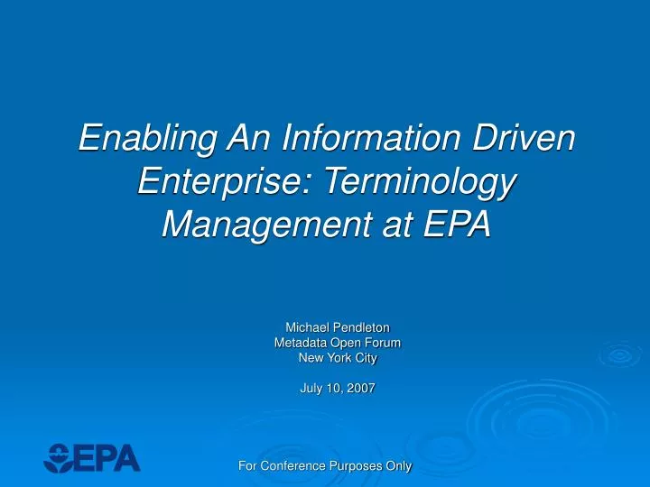 enabling an information driven enterprise terminology management at epa