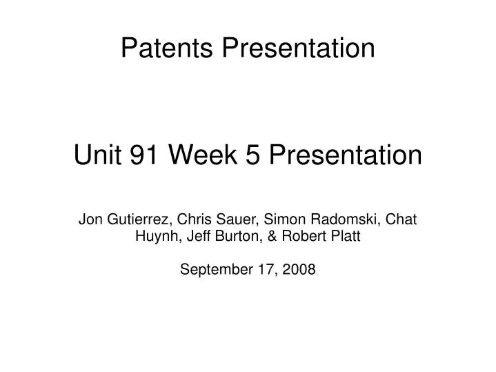 unit 91 week 5 presentation